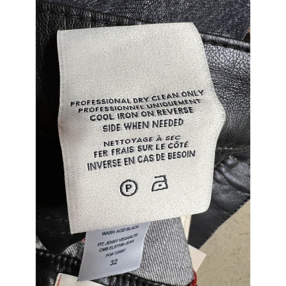 Alice + Olivia Jenny Faux Leather-Trimmed Mid-Rise Tapered Jeans Black‎ Size 32 - Picture 12 of 12